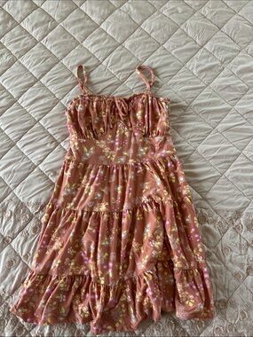 No Boundaries Rust Pink Floral Tiered Sundress